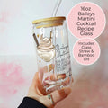 16oz Baileys Martini Cocktail Recipe Glass with Bamboo Lid & Straw