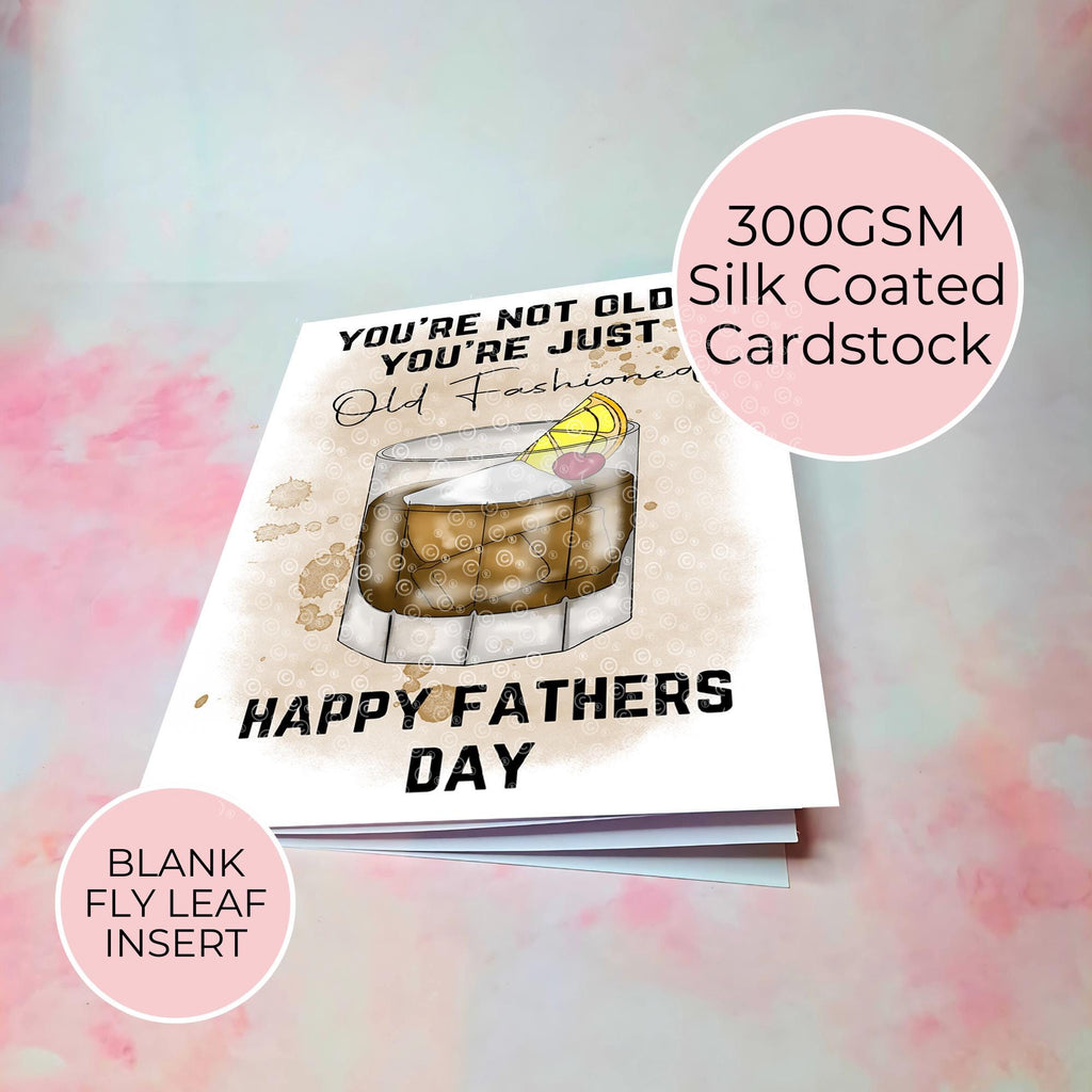Personalised Old Fashioned Whiskey Father's Day Card, Custom Character Dad Greeting Card