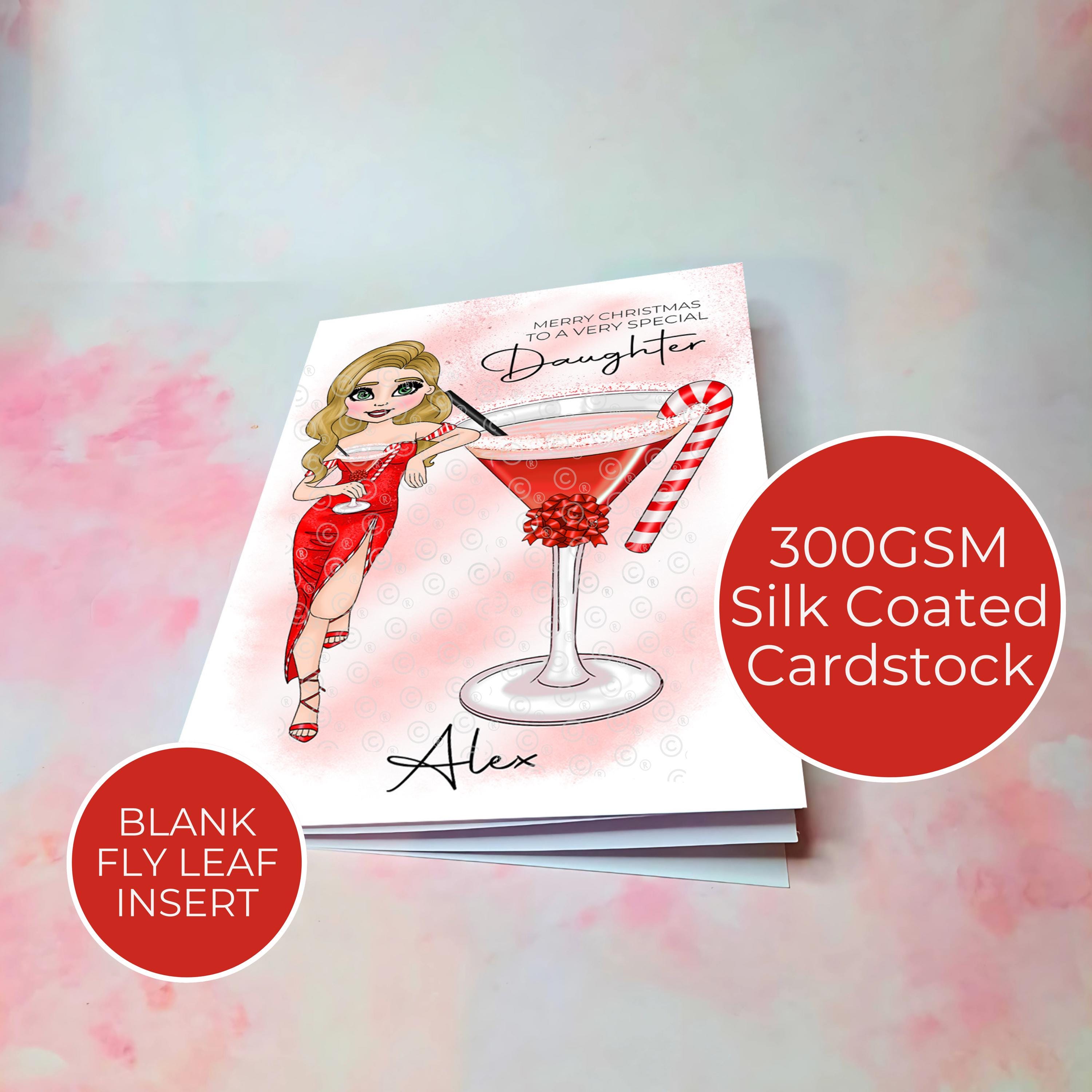 Personalised Candy Cane Cocktail Christmas Card For My Special Daughter