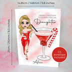 Personalised Candy Cane Cocktail Christmas Card For My Special Daughter