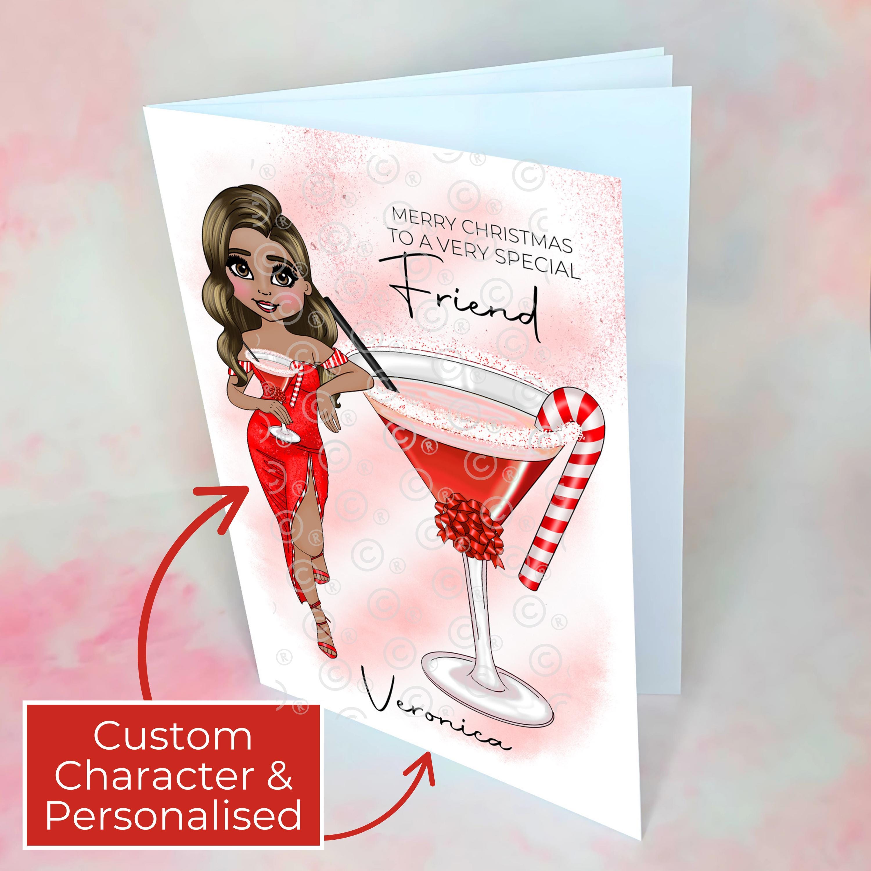 Personalised Candy Cane Christmas Cocktail Card For A Special Friend
