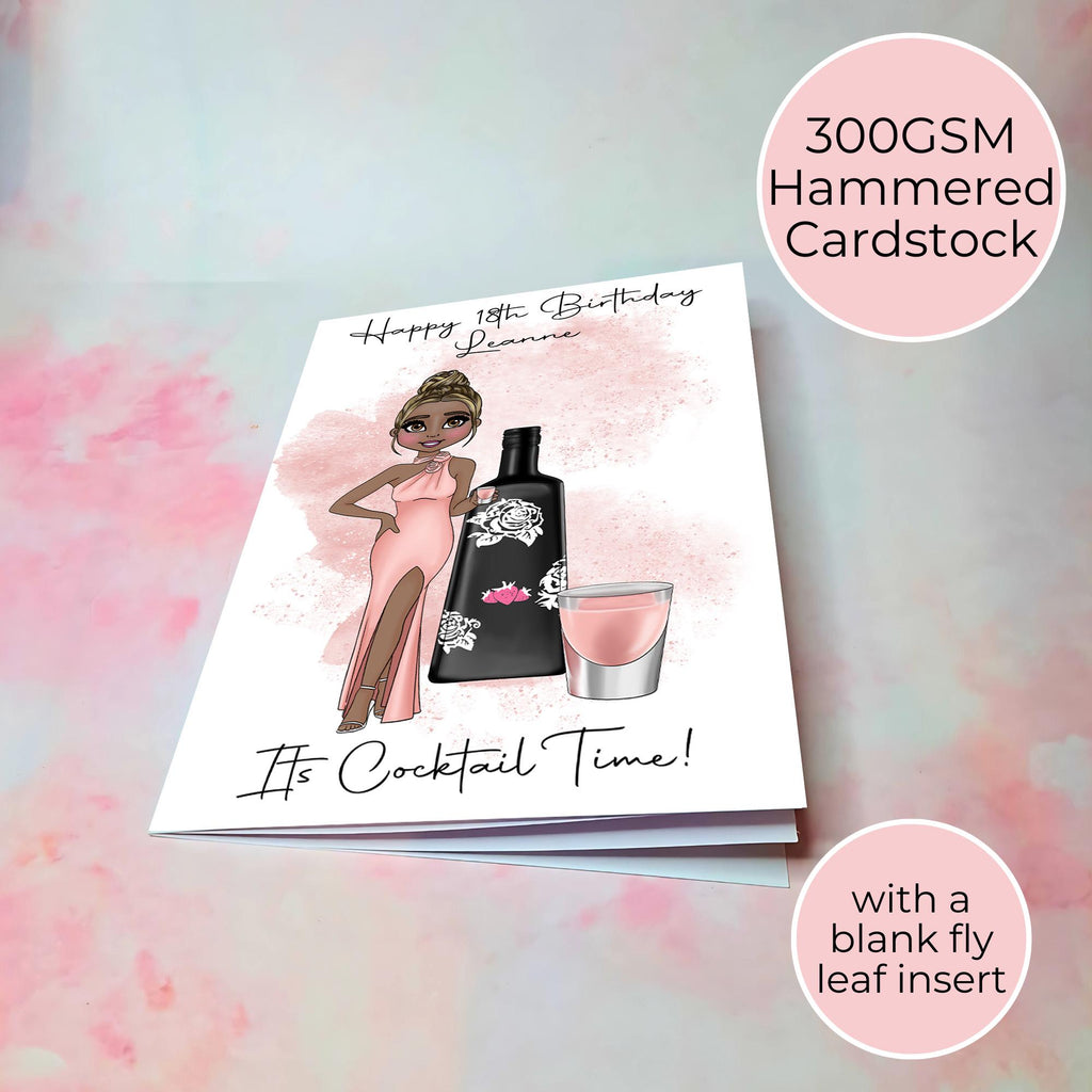 Personalised Tequila Rose Birthday Card, A5 Greeting Card For Cocktail Lovers