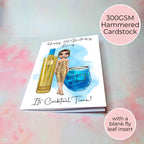 Personalised AU Vodka Drink And Cocktail Girl Card, A5 Birthday Card For Best Friend
