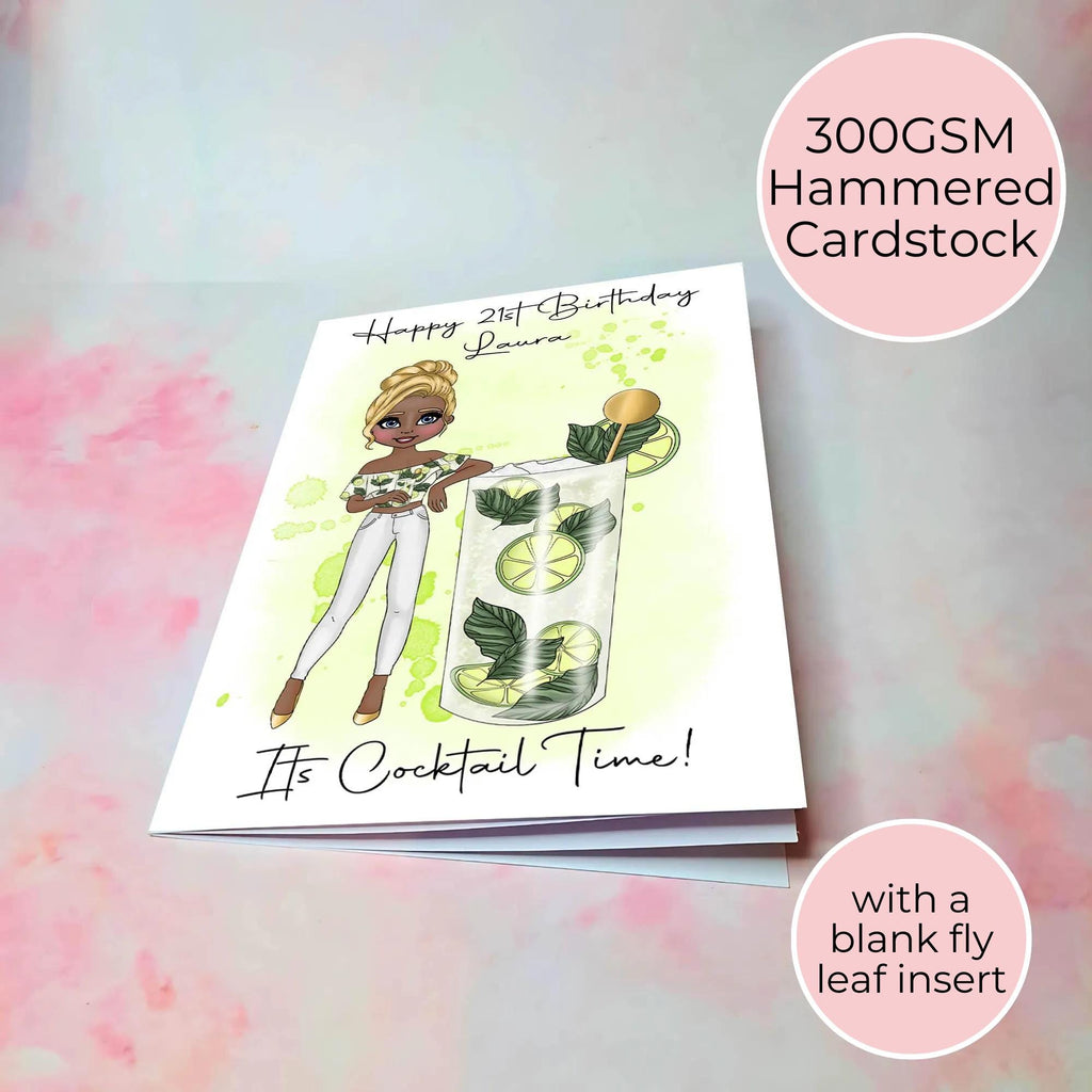 Personalised Mojito Cocktail Card For Her, Mint Birthday Card For Best Friend