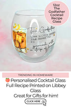 The Godfather Cocktail Recipe Glass, 12oz Iconic Godfather Cocktail Glass Husband Fathers Day Gift, Best Man Proposal Gift For Bestfriend #CL