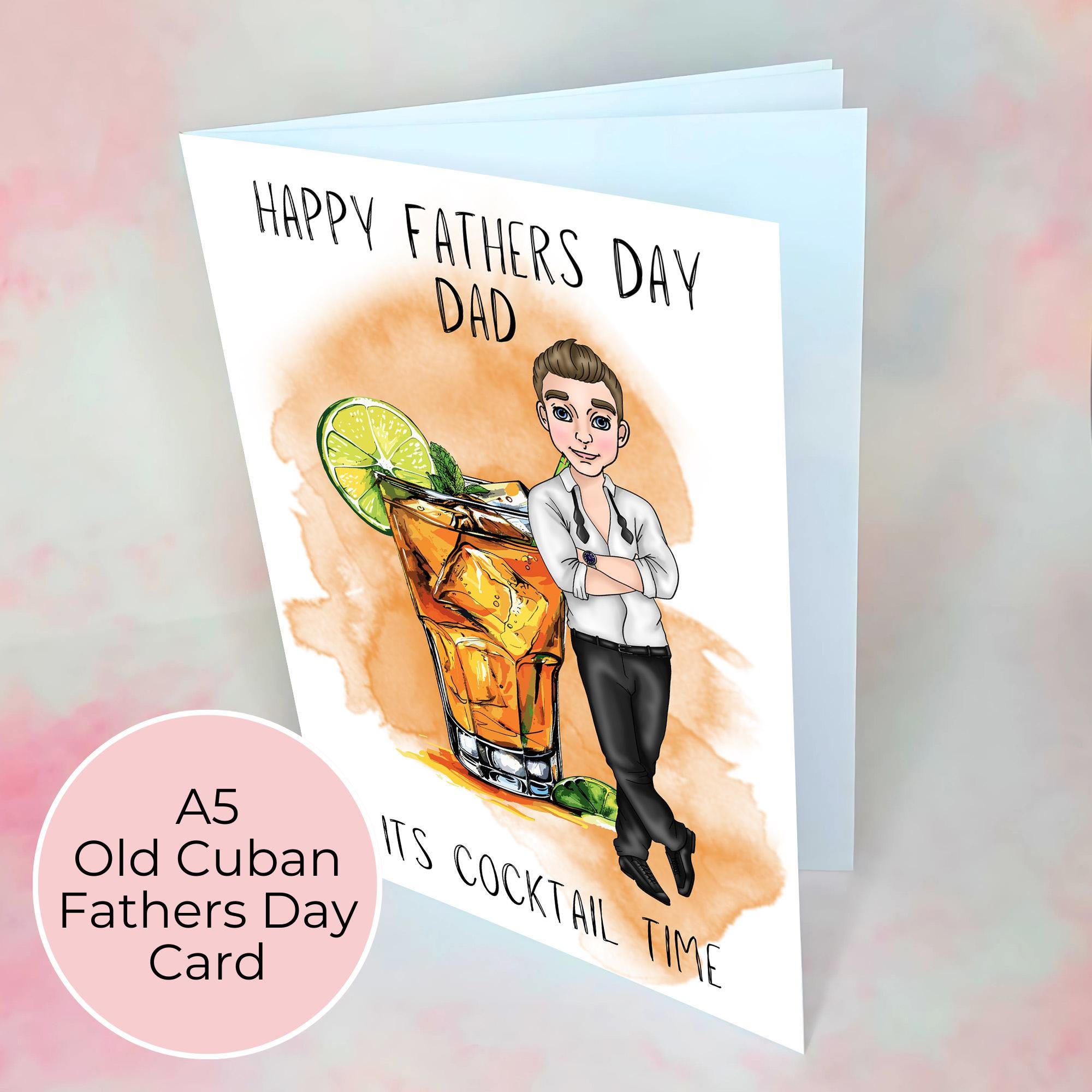 Personalised Old Cuban Father's Day Card, Custom Character Dad Greeting Card