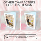 Personalised Old Fashioned Whiskey Father's Day Card, Custom Character Dad Greeting Card