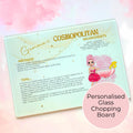 Personalised A4 Cosmopolitan Cocktail Cutting Board, Tempered Glass Chopping Board