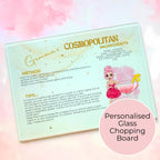 Personalised A4 Cosmopolitan Cocktail Cutting Board, Tempered Glass Chopping Board