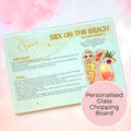 Personalised Sex on the Beach Cocktail Chopping Board, A4 Tempered Glass Worktop Saver