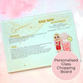 Personalised A4 Woo Woo Cocktail Cutting Board, Tempered Glass Chopping Board