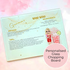 Personalised A4 Woo Woo Cocktail Cutting Board, Tempered Glass Chopping Board