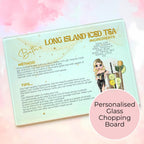 Personalised A4 Long Island Cocktail Cutting Board, Tempered Glass Chopping Board
