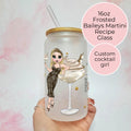 Personalised Baileys Martini Character Glass With Cocktail Recipe, New Years Eve Party Drinkware