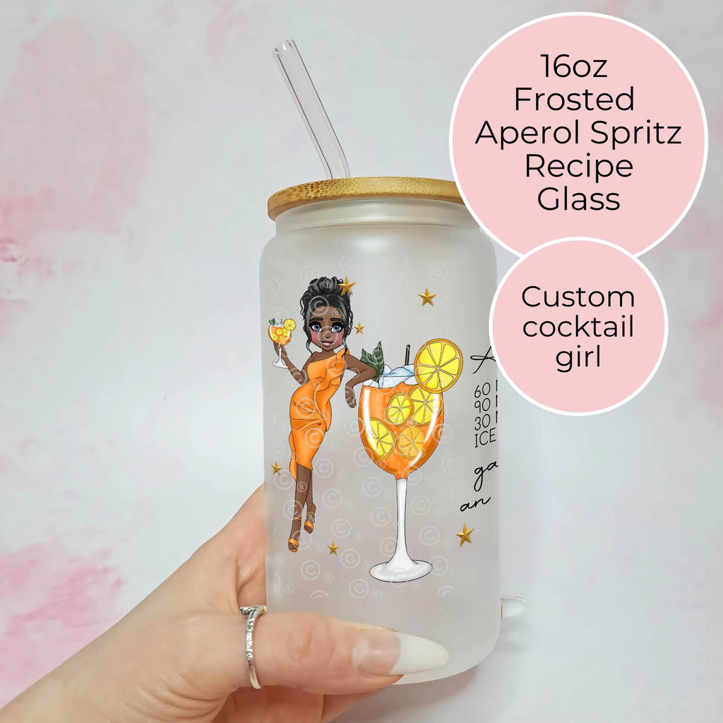 Personalised Orange Spritz Character Glass With Cocktail Recipe