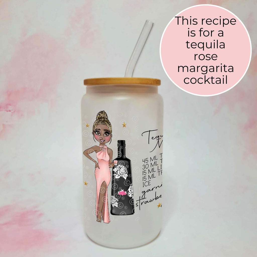 Personalised Tequila Rose Frosted Recipe Glass With Custom Character