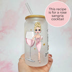Personalised Rose Sangria Frosted Recipe Glass With Custom Character