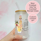 Personalised Mai Tai Frosted Recipe Glass With Custom Character