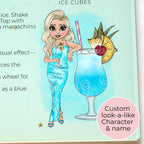 Personalised Blue Lagoon Cocktail Chopping Board, A4 Tempered Glass Worktop Saver