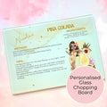 Personalised A4 Pina Colada Cocktail Cutting Board, Tempered Glass Chopping Board
