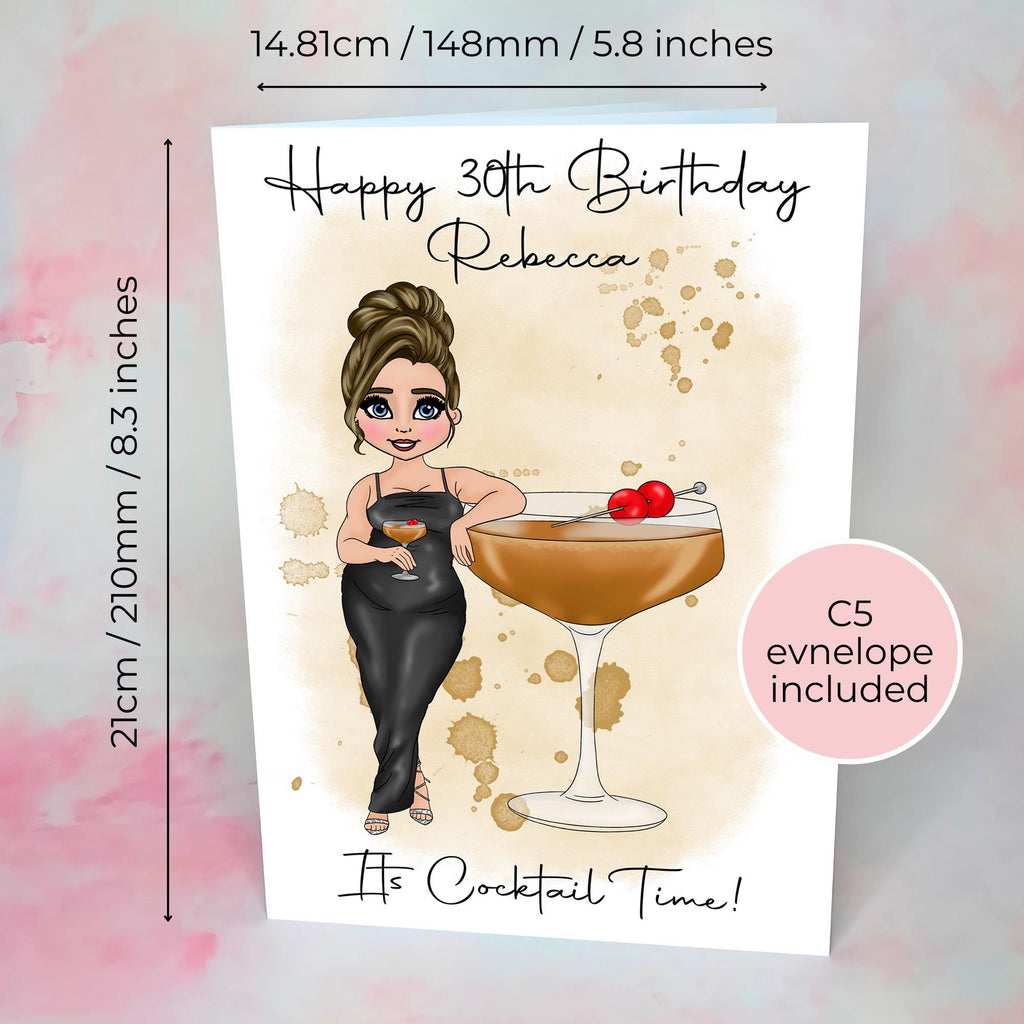 Personalised Manhattan Birthday Card, A5 Greeting Card For Cocktail Lovers