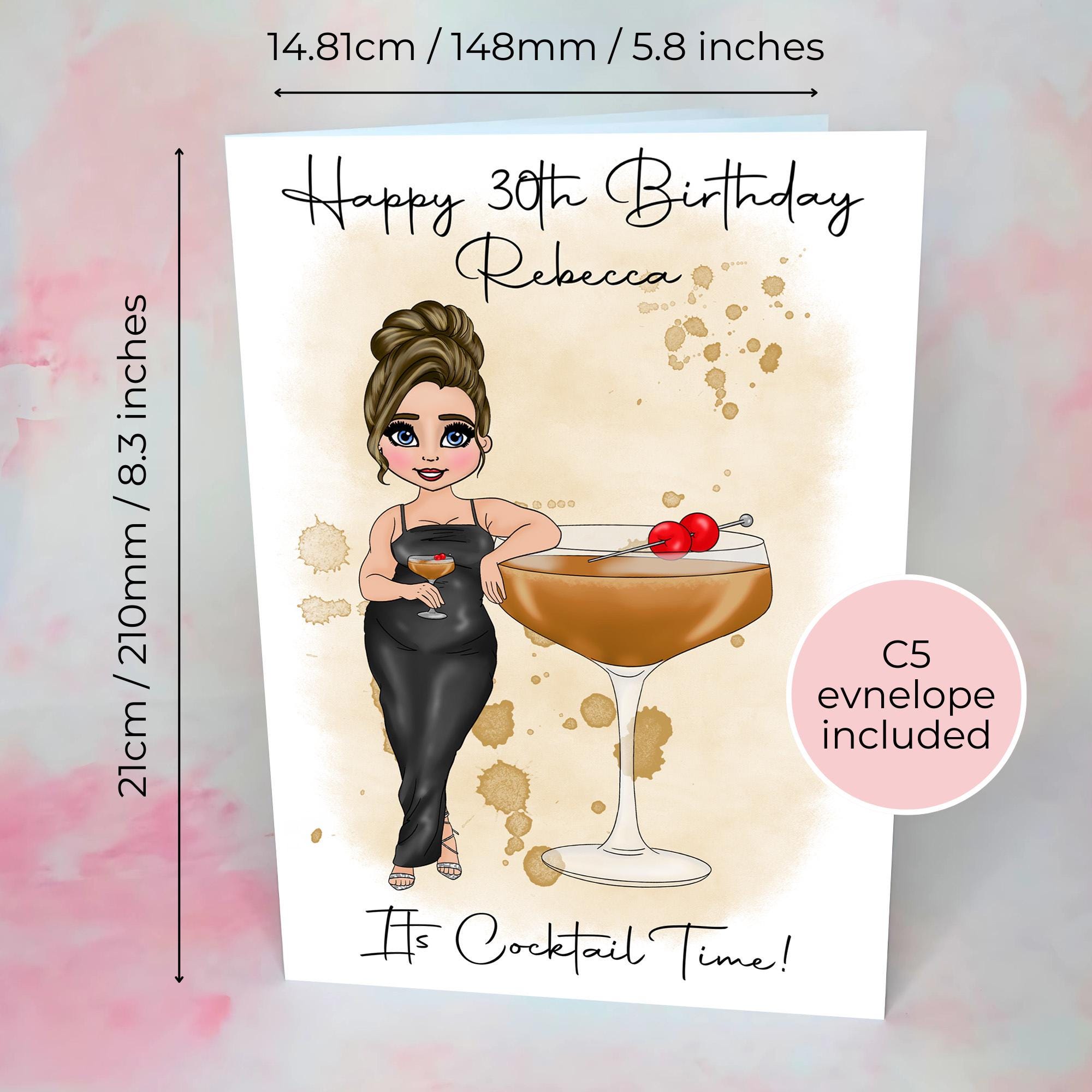 Personalised Manhattan Birthday Card, A5 Greeting Card For Cocktail Lovers