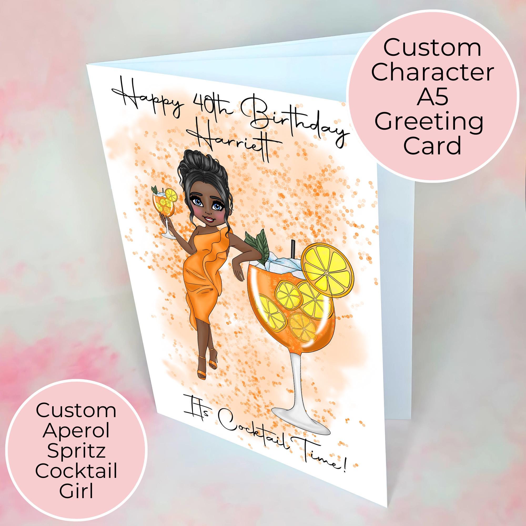 Personalised A5 Orange Spritz Birthday Greeting Card For Her