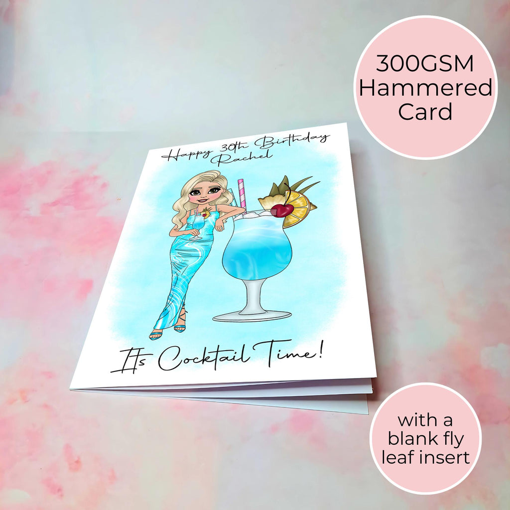 Personalised Blue Lagoon Greeting Card, A5 Card For Milestone Birthday
