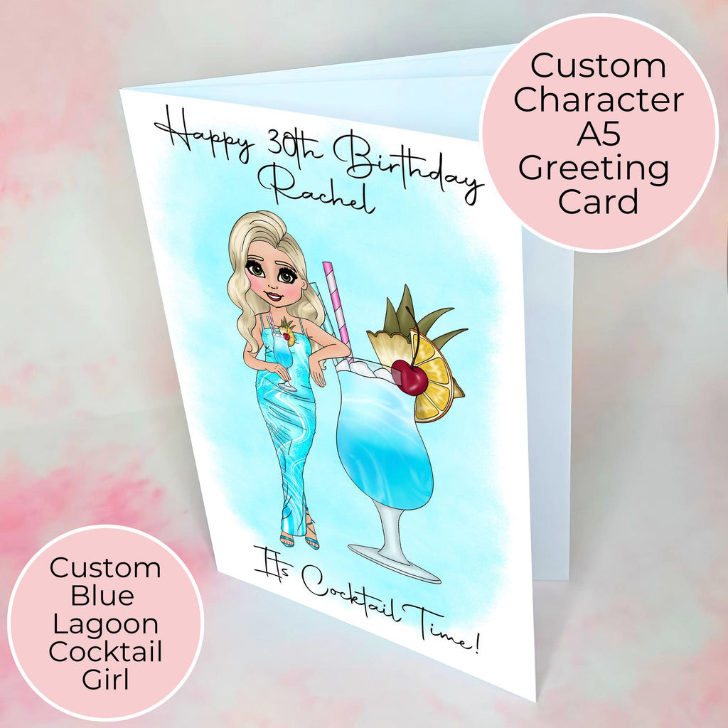Personalised Blue Lagoon Greeting Card, A5 Card For Milestone Birthday