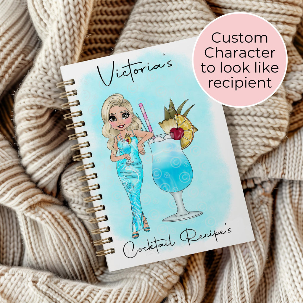 Personalised A5 Blue Lagoon Cocktail Notebook, Gift For Mum, Sister