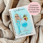 Personalised A5 Blue Lagoon Cocktail Notebook, Gift For Mum, Sister