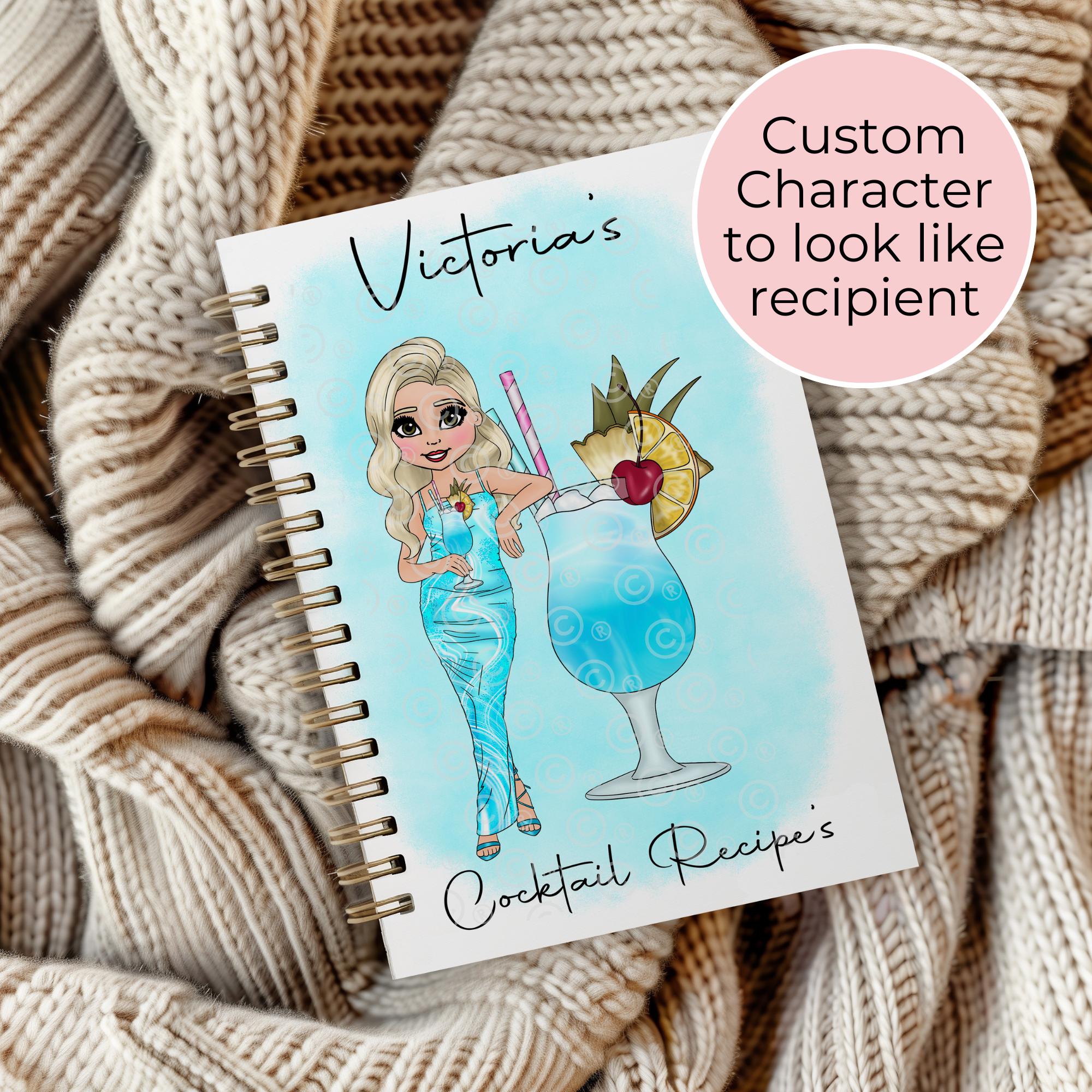 Personalised A5 Blue Lagoon Cocktail Notebook, Gift For Mum, Sister