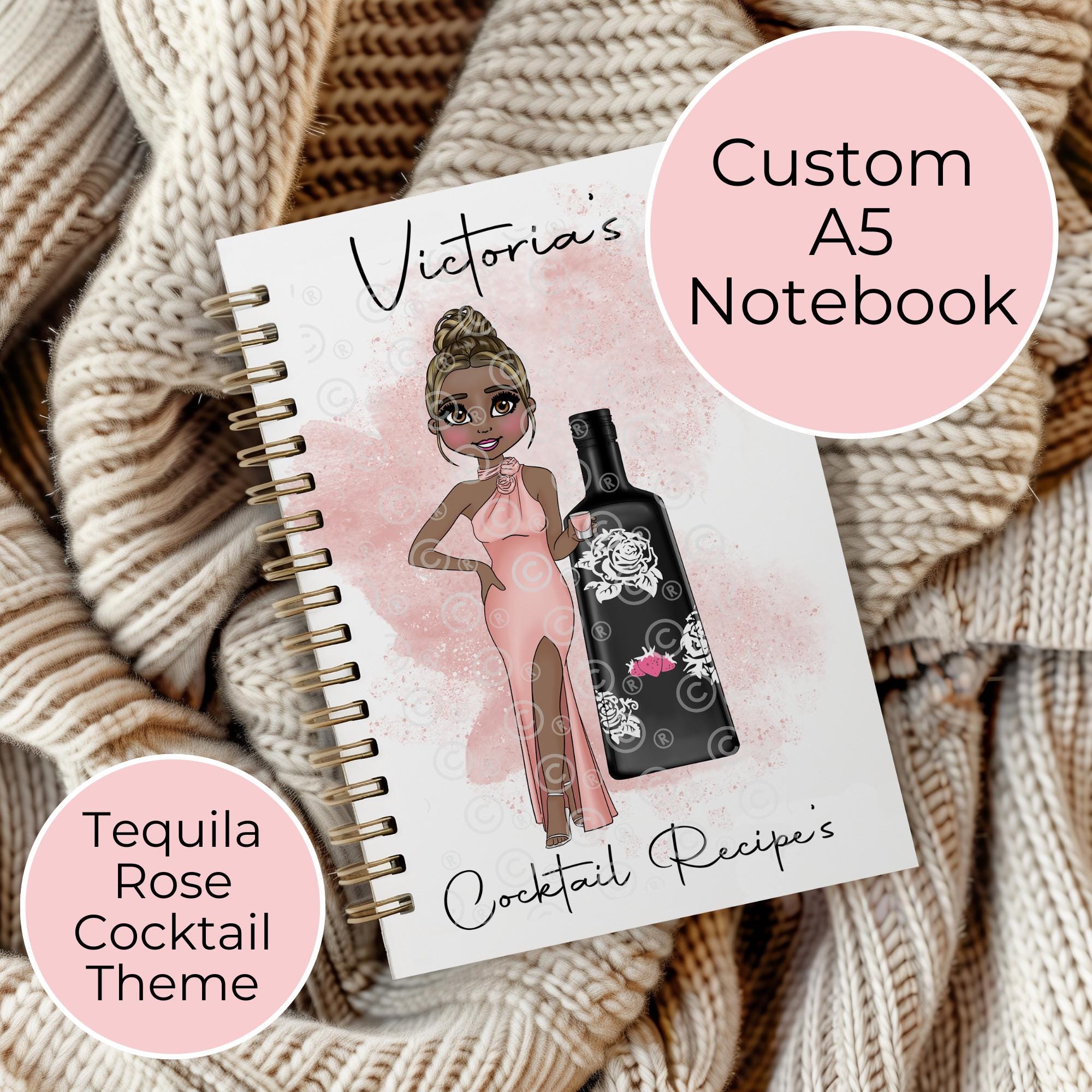 Personalised A5 Tequila Rose Spiral Notebook, Milestone Birthday Gift For Uni Student