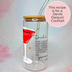 16oz Devils Daiquiri Cocktail Recipe Glass with Bamboo Lid & Straw