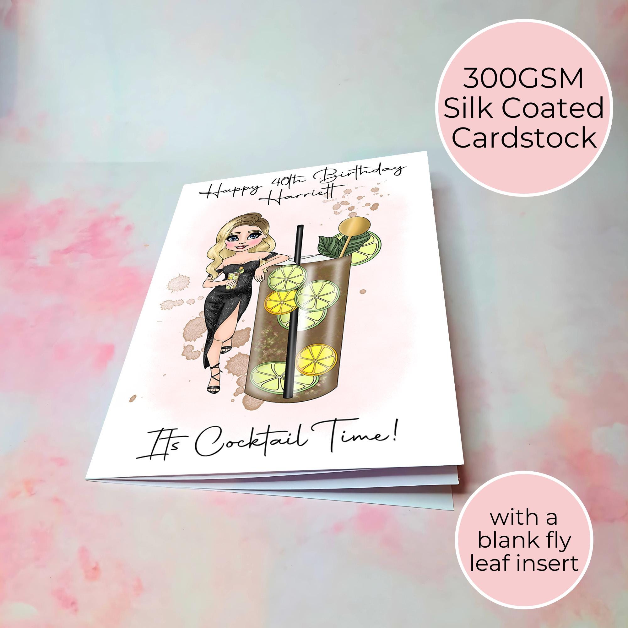 Personalised Long Island Iced Tea Birthday Card, Custom Character Cocktail Card For Her
