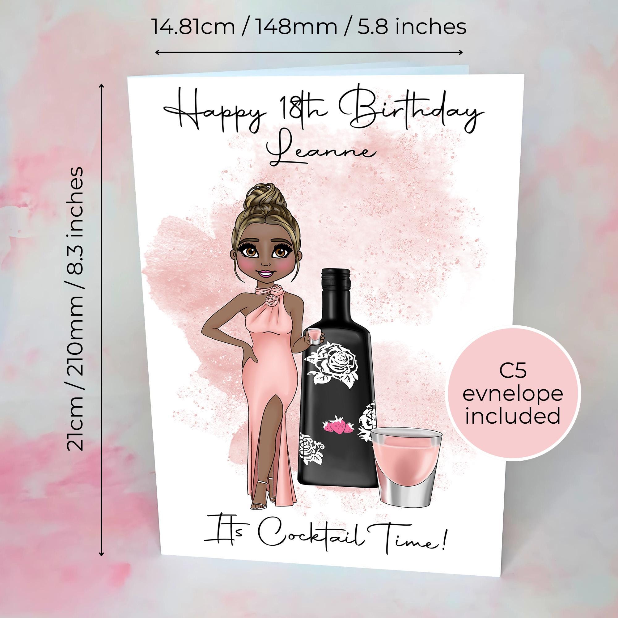 Personalised Tequila Rose Birthday Card, A5 Greeting Card For Cocktail Lovers