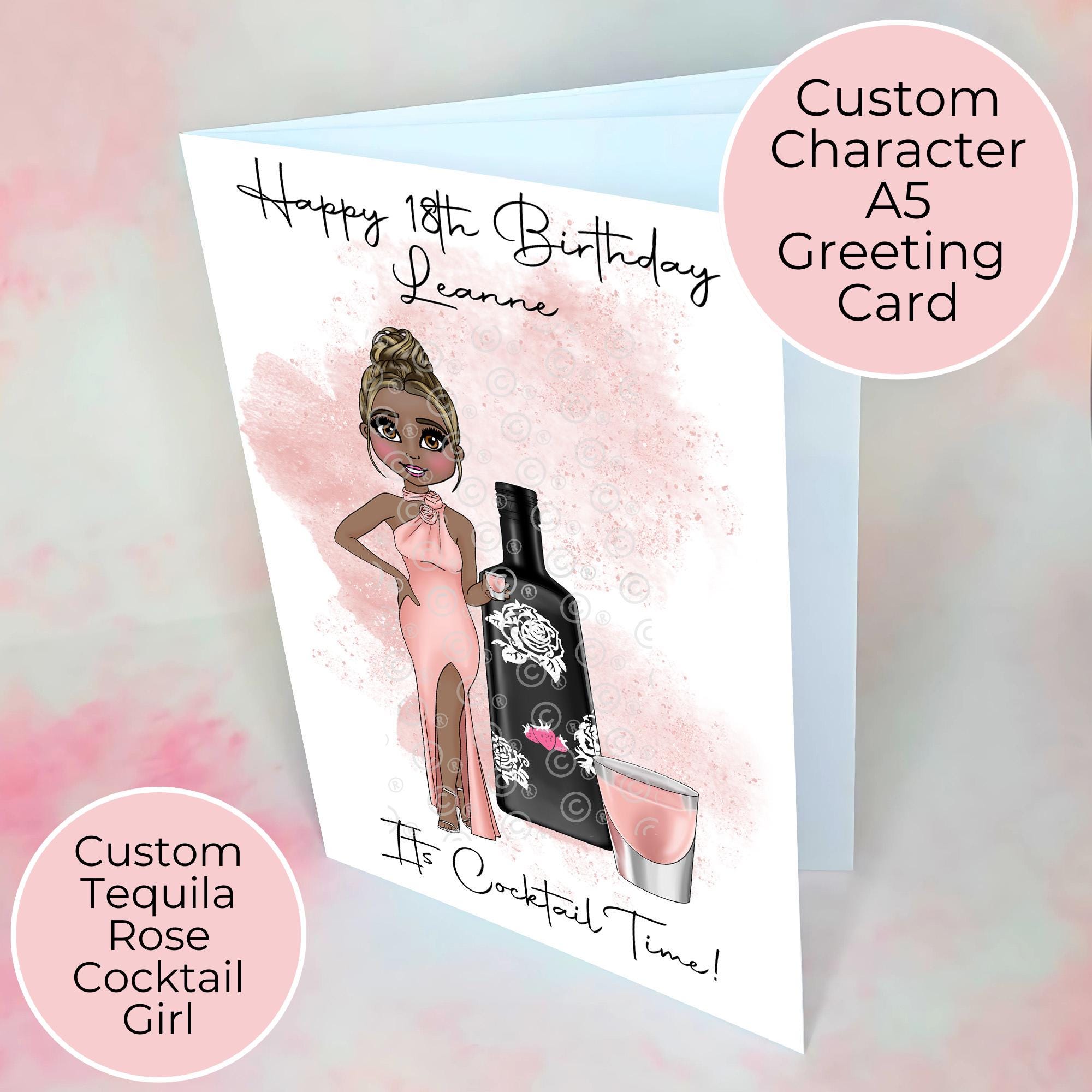 Personalised Tequila Rose Birthday Card, A5 Greeting Card For Cocktail Lovers