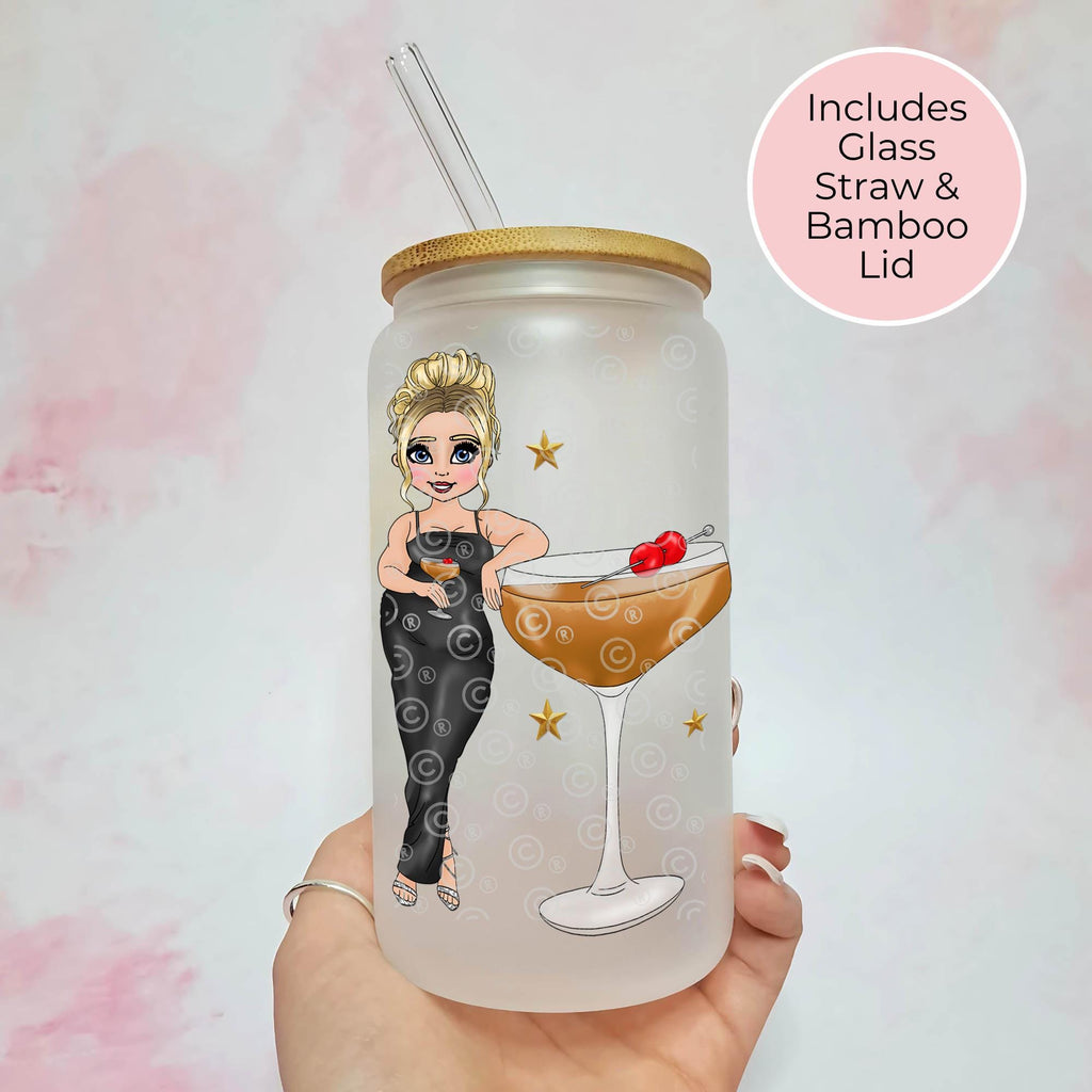Personalised Manhattan Character Glass With Cocktail Recipe