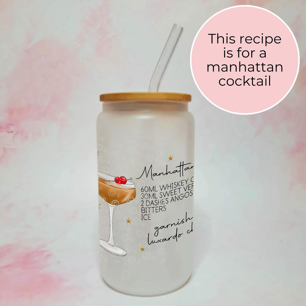 Personalised Manhattan Character Glass With Cocktail Recipe