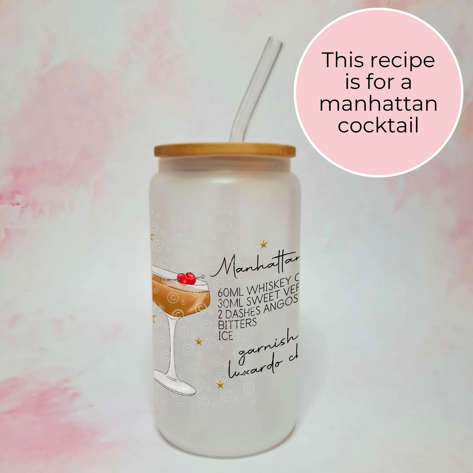 Personalised Manhattan Character Glass With Cocktail Recipe