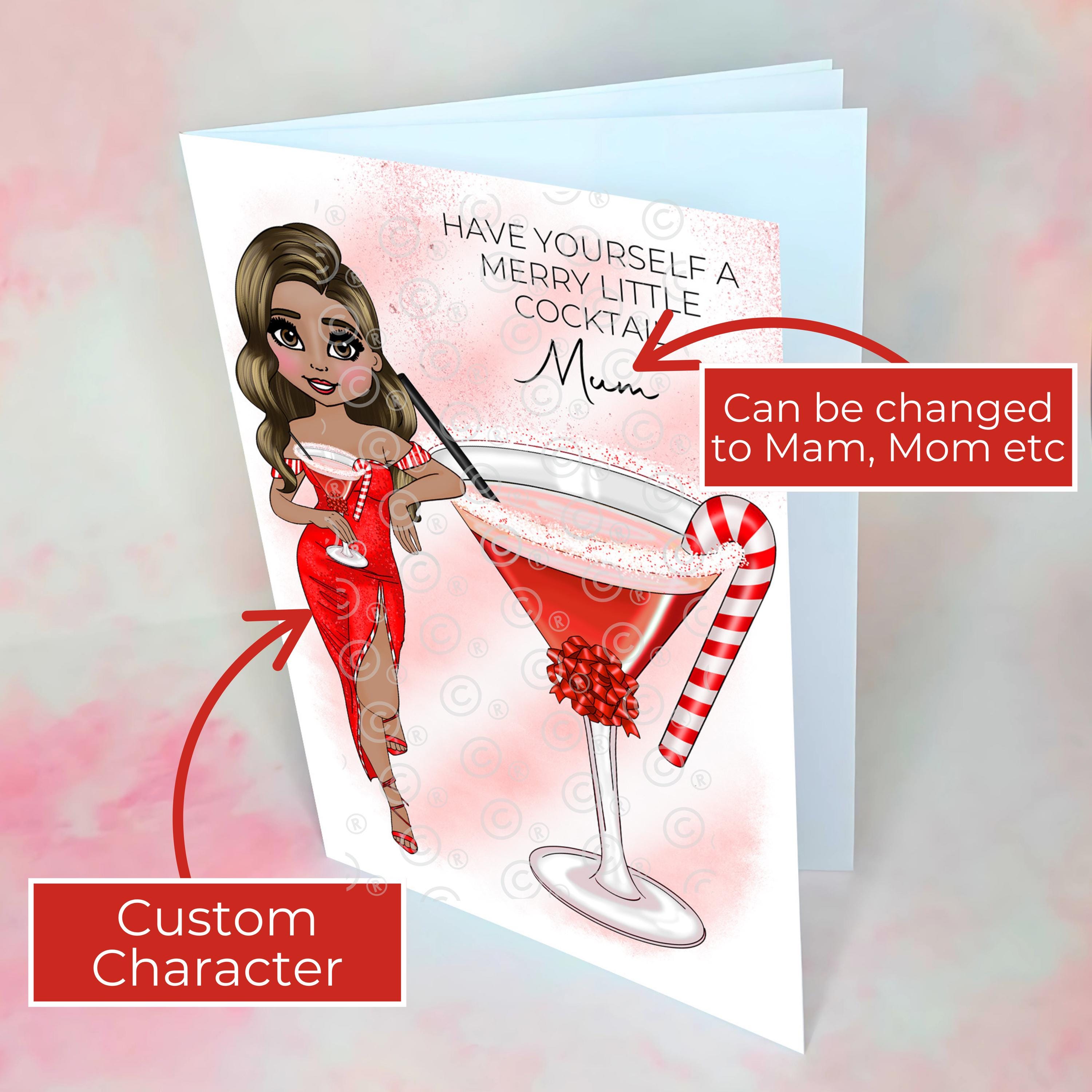 Personalised Candy Cane Christmas Cocktail Card For A Beautiful Mum