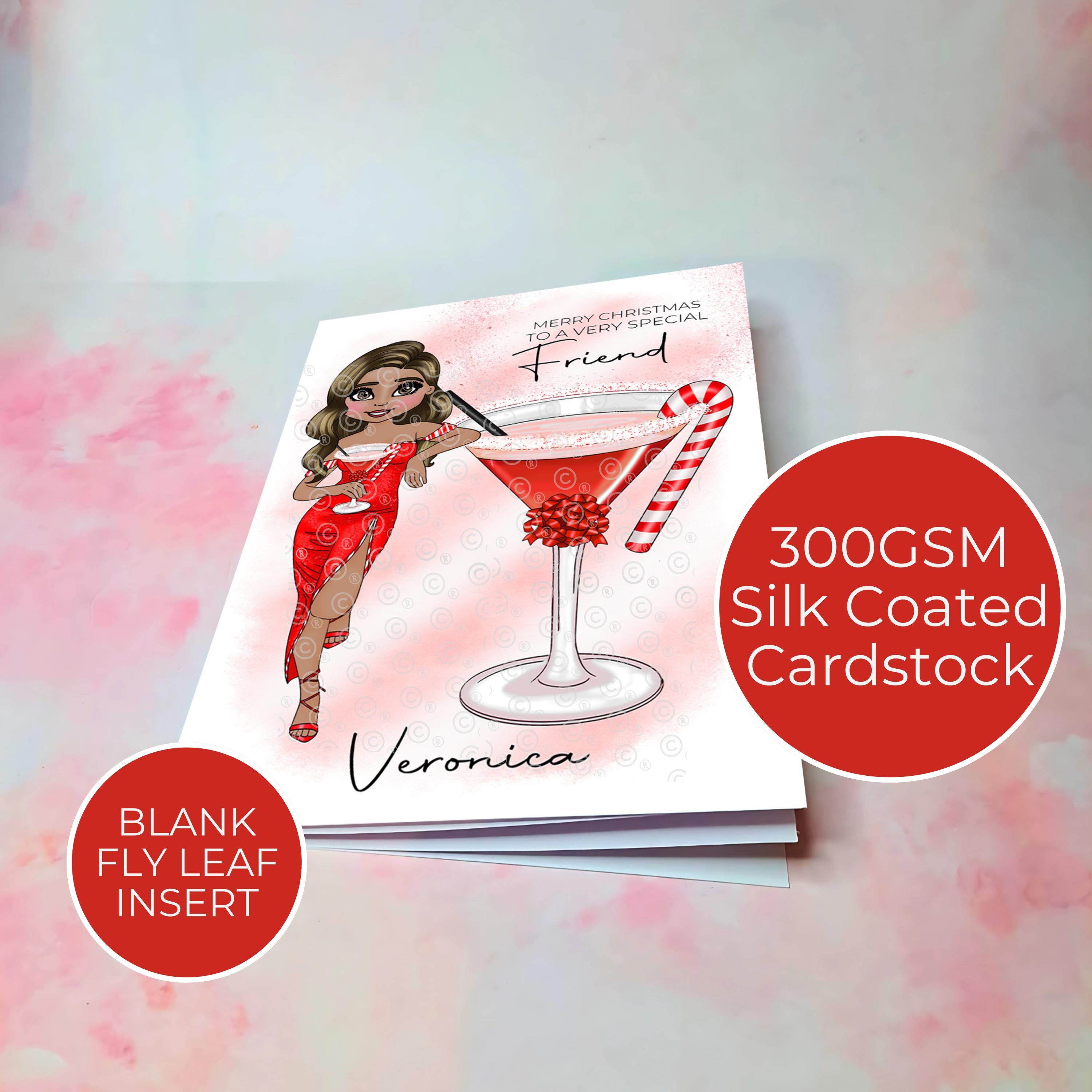 Personalised Candy Cane Christmas Cocktail Card For A Special Friend