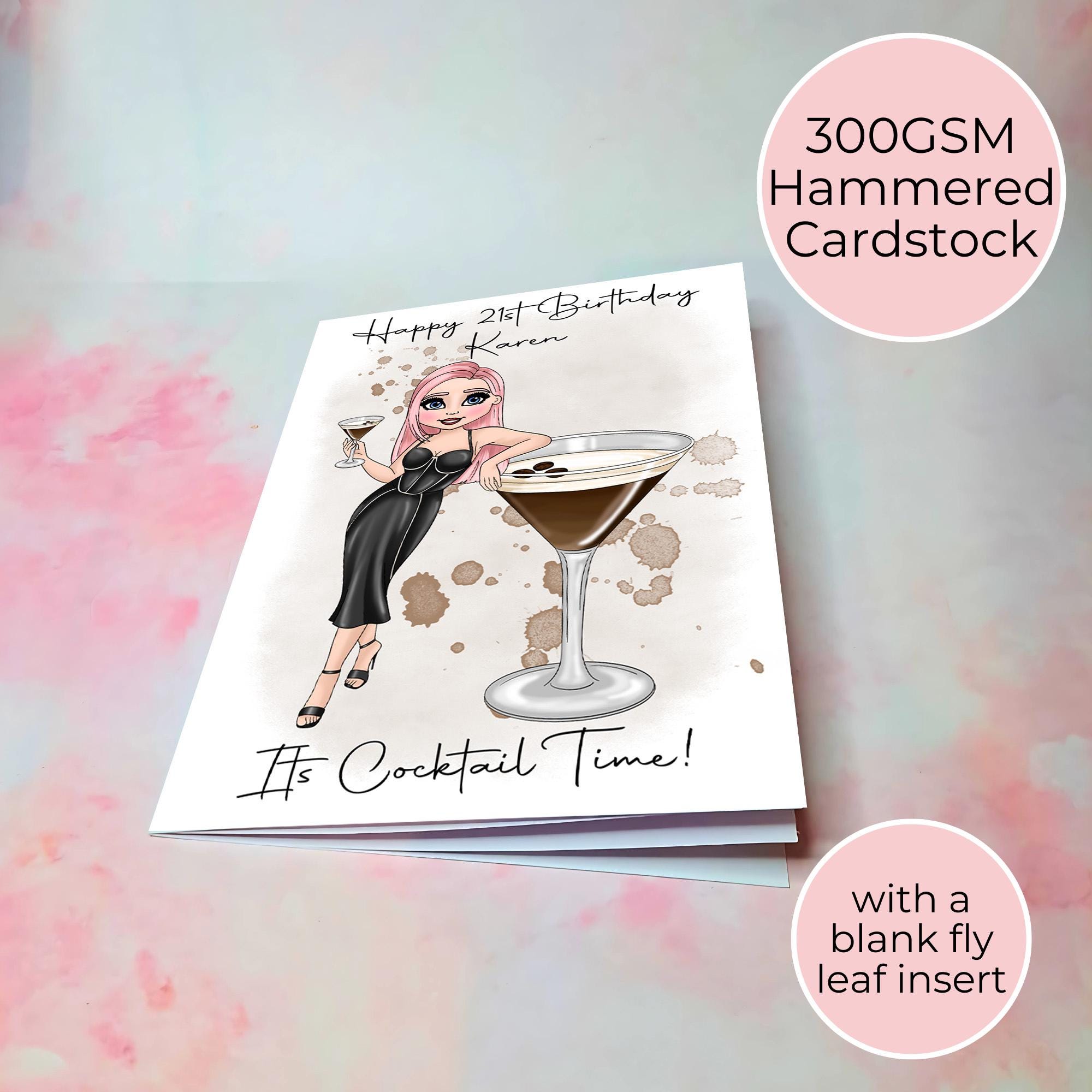 Personalised Espresso Martini Birthday Card, Greeting Card For Girl Friend