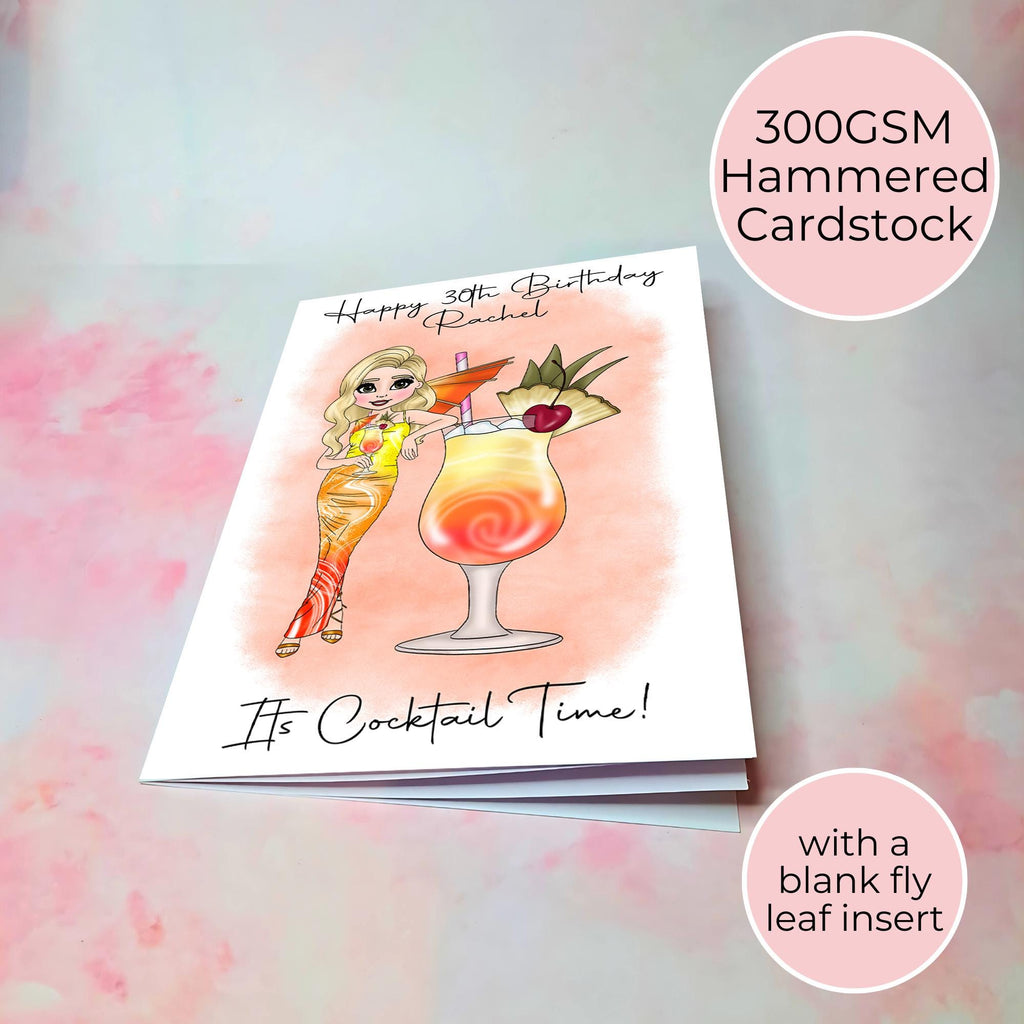 Personalised Sex on the Beach Birthday Card, A5 Summer Cocktail Greeting Card For Her