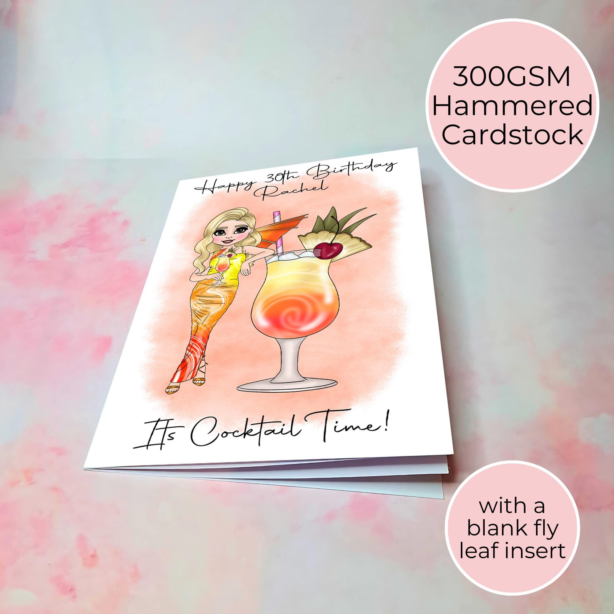 Personalised Sex on the Beach Birthday Card, A5 Summer Cocktail Greeting Card For Her