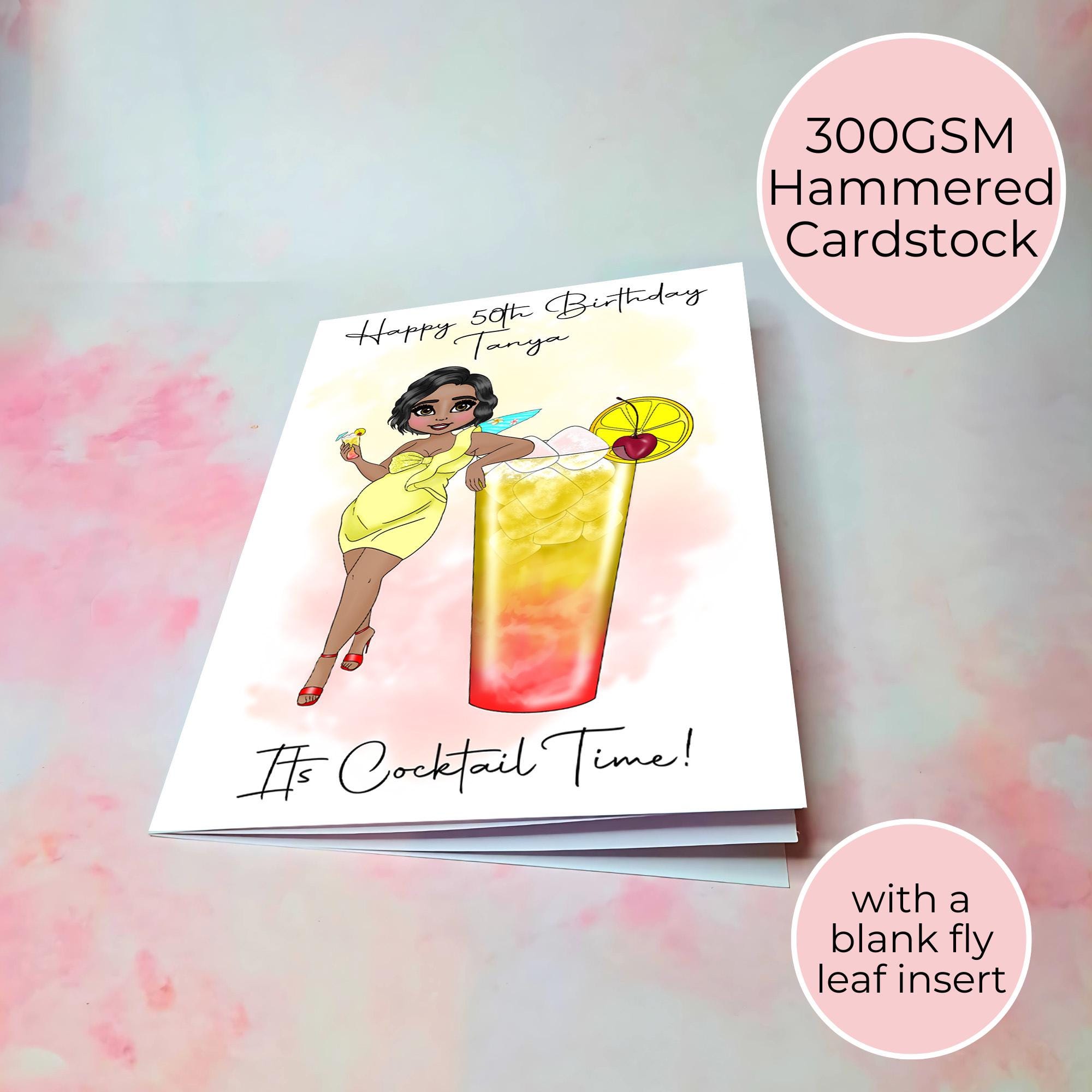 Personalised Tequila Sunrise Cocktail Drink Card, A5 Birthday Card For Sister Daughter