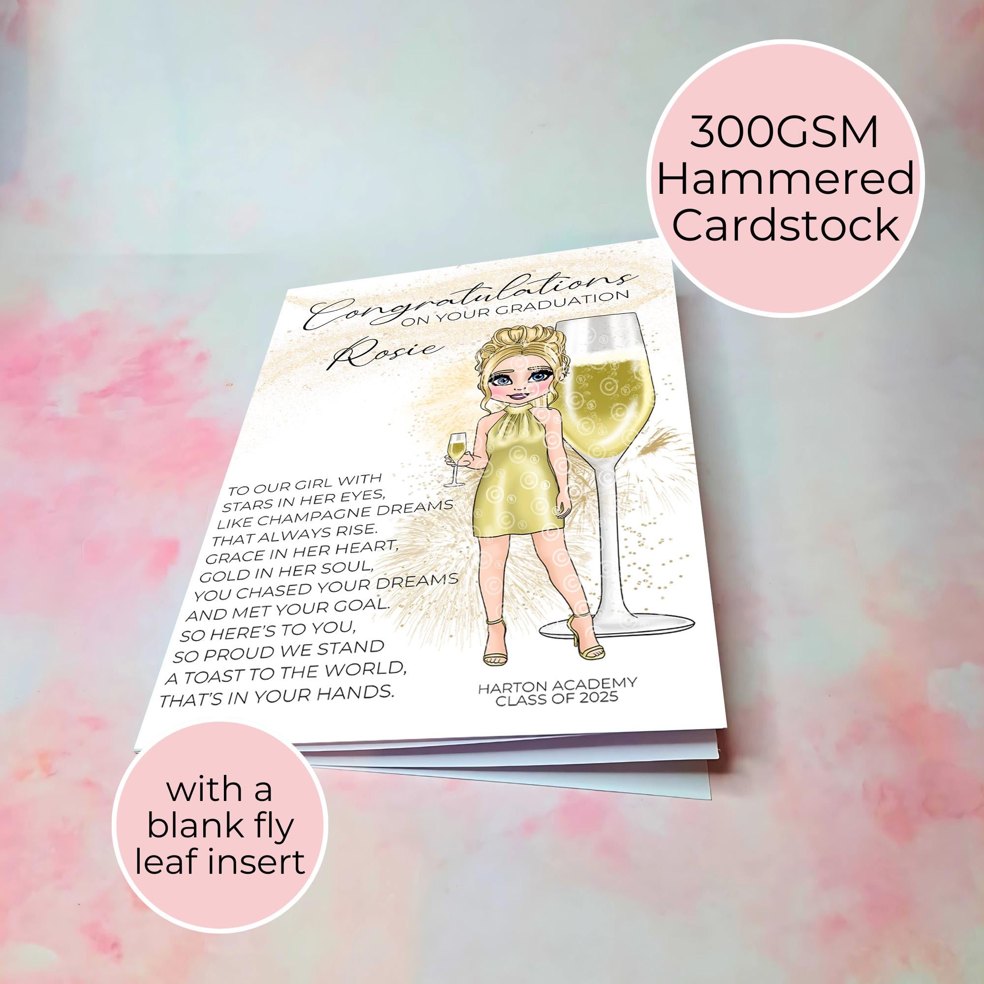 Personalised French 75 Graduation Card, End Of Term Card For Graduation