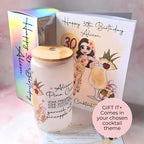 Personalised Pina Colada Character Glass With Cocktail Recipe, Gift For Best Girl Friend