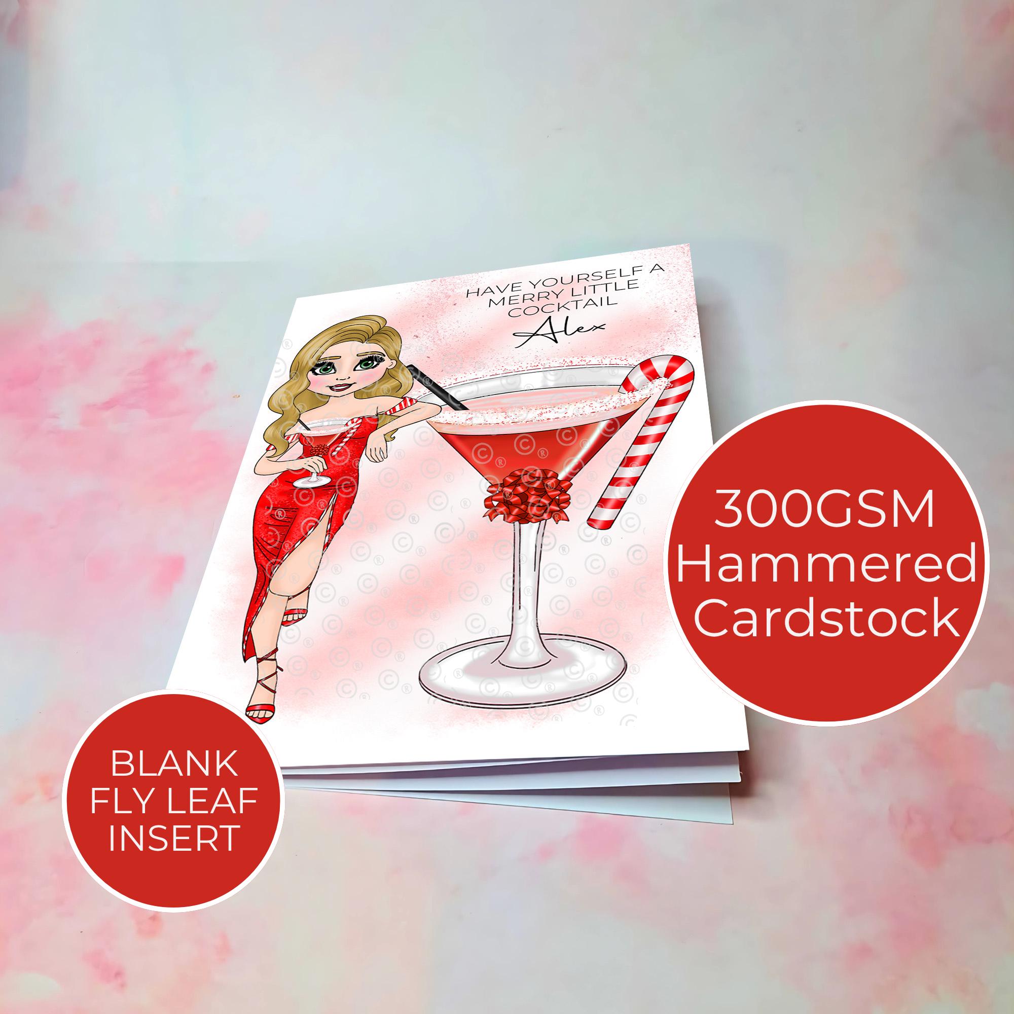 Personalised Candy Cane Christmas Cocktail Card For A Special Friend