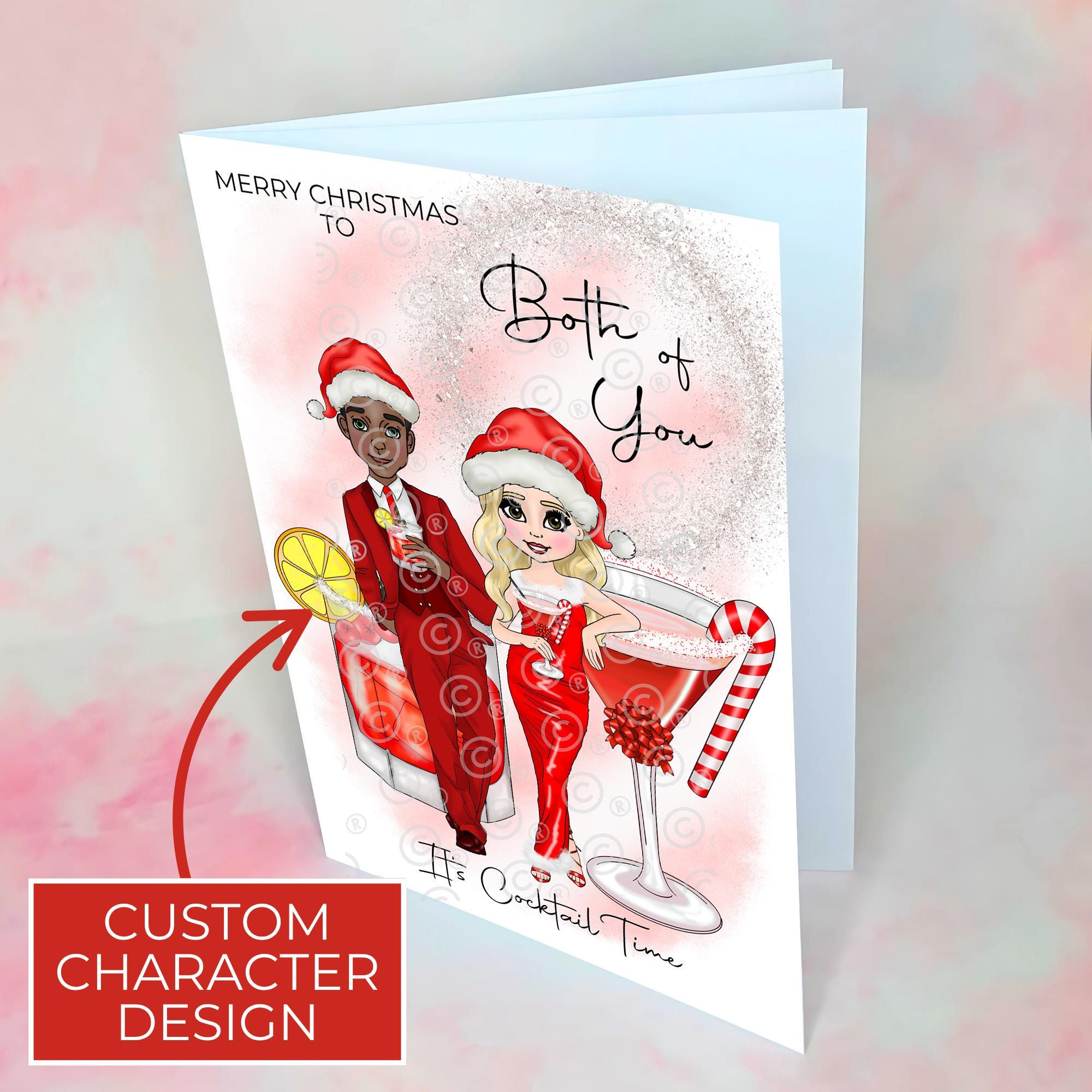 Personalised Candy Cane Christmas Cocktail Card To A Couple